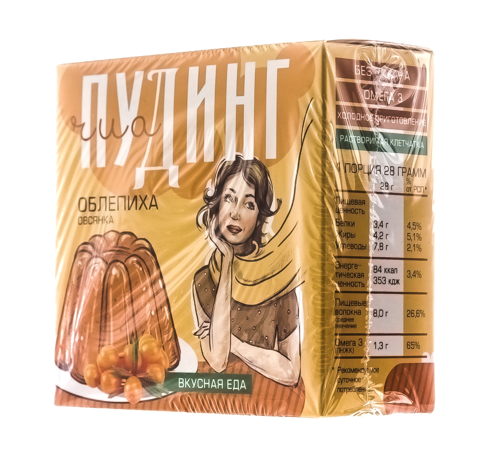  Сухой десерт Чиа пудинг, облепиха, яблоко, 2 саше х 28 гр (Сибирская клетчатка, Здоровое питание) фото 3