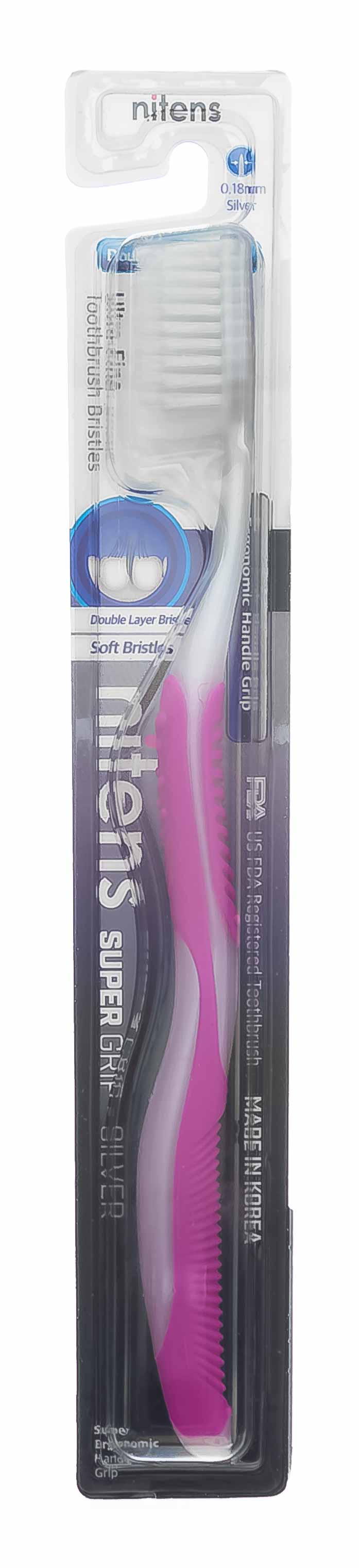 Дентал Кэа Зубная щетка c наночастицами серебра сверхтонкой двойной щетиной (средней жесткости и мягкой) и изогнутой ручкой (Dental Care, Зубные щетки) фото 1