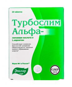 Турбослим Комплекс Альфа-липоевая кислота и L-карнитин, 20 таблеток. фото