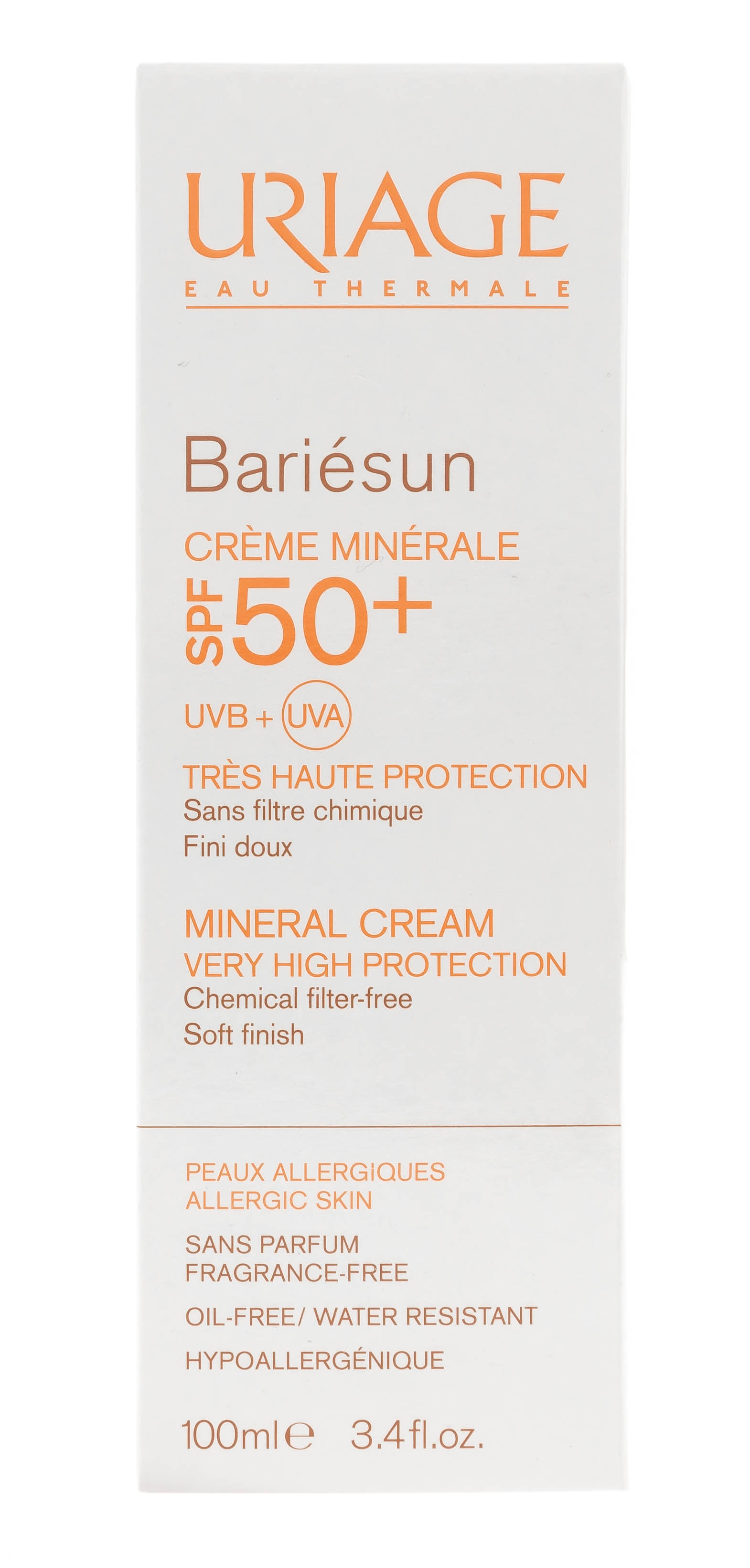Урьяж Минеральный крем для хрупкой аллергичной кожи SPF50+ Барьесан 100мл (Uriage, Bariesun) фото 2
