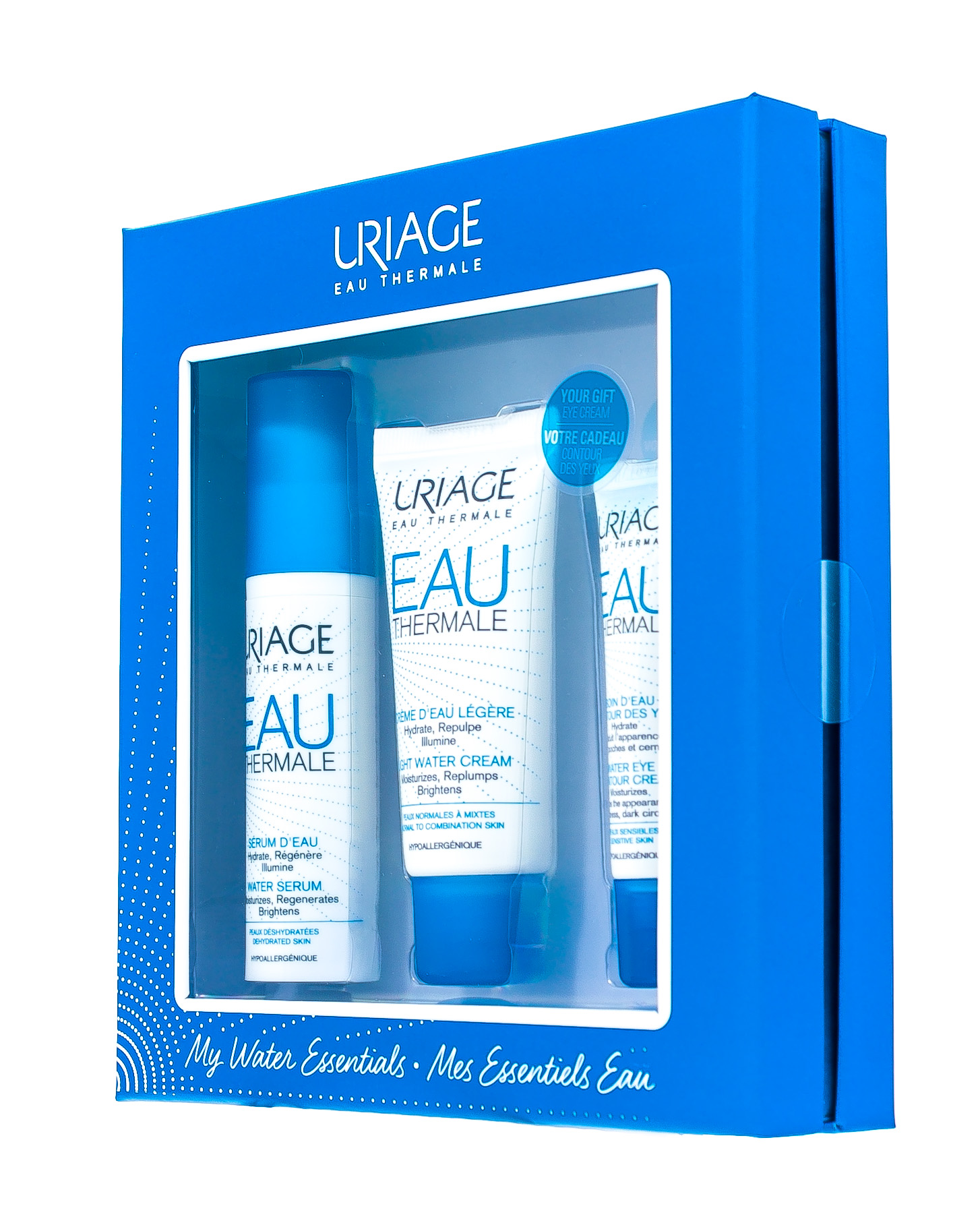 Урьяж Набор: Увлажняющая сыворотка 30 мл + Увлажняющий крем 40 мл + Крем для контура глаз 15 мл (Uriage, Eau thermale) фото 2