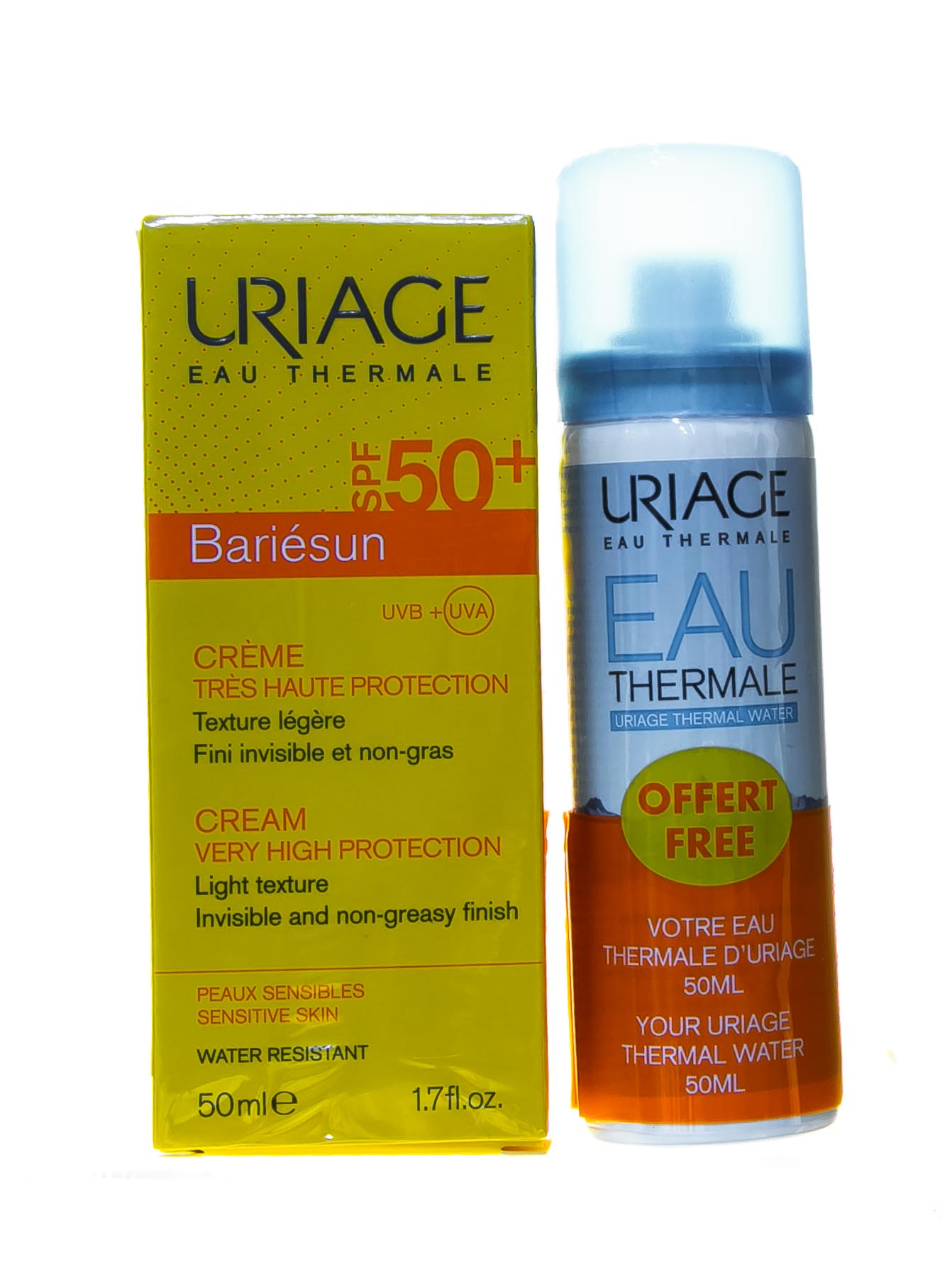 Урьяж Набор Барьесан крем SPF 50+, 50 мл + Термальная вода 50 мл (Uriage, Bariesun) фото 2