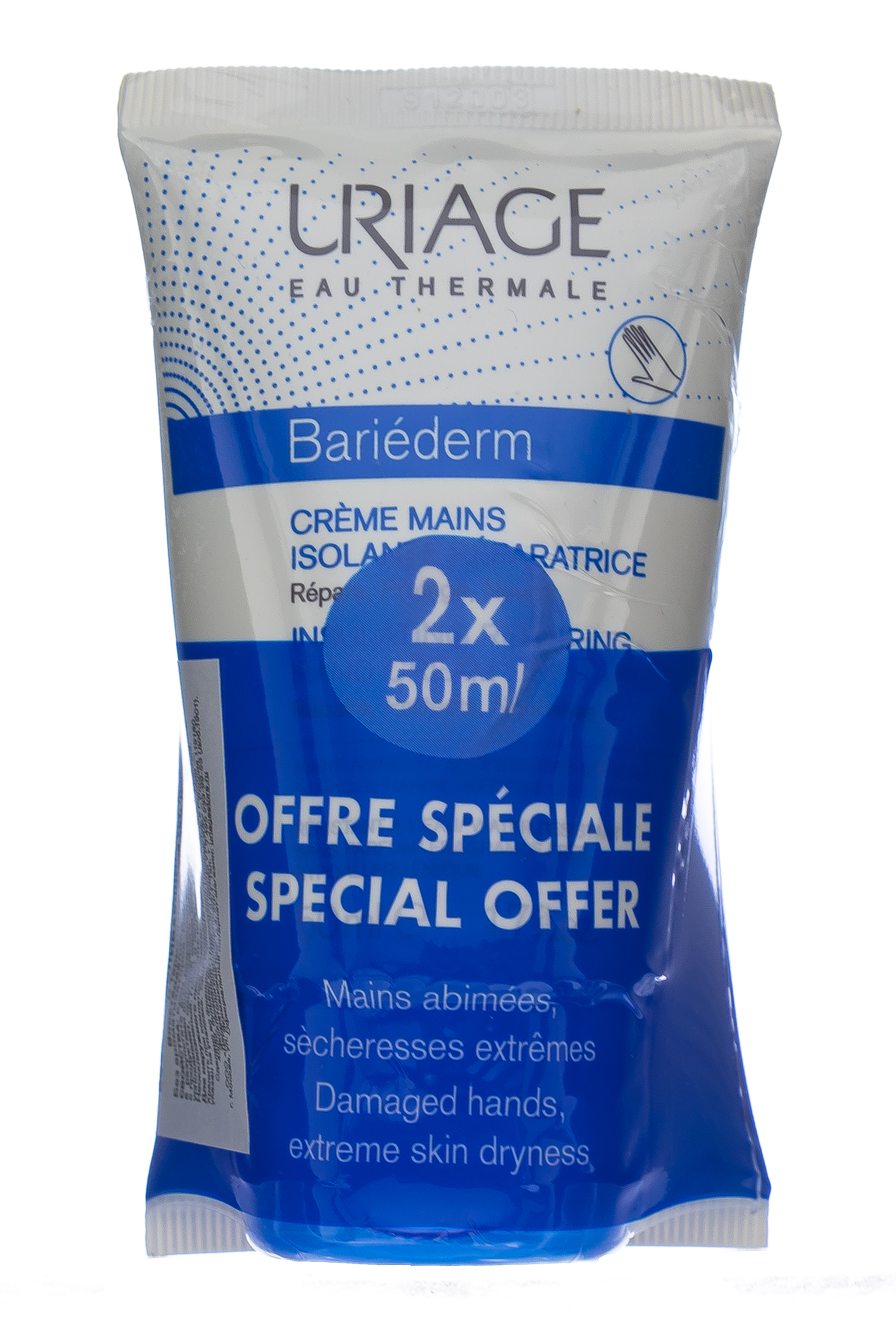 Урьяж Изолирующий восстанавливающий крем для рук Барьедерм, 2*50 мл (Uriage, Bariederm) фото 3