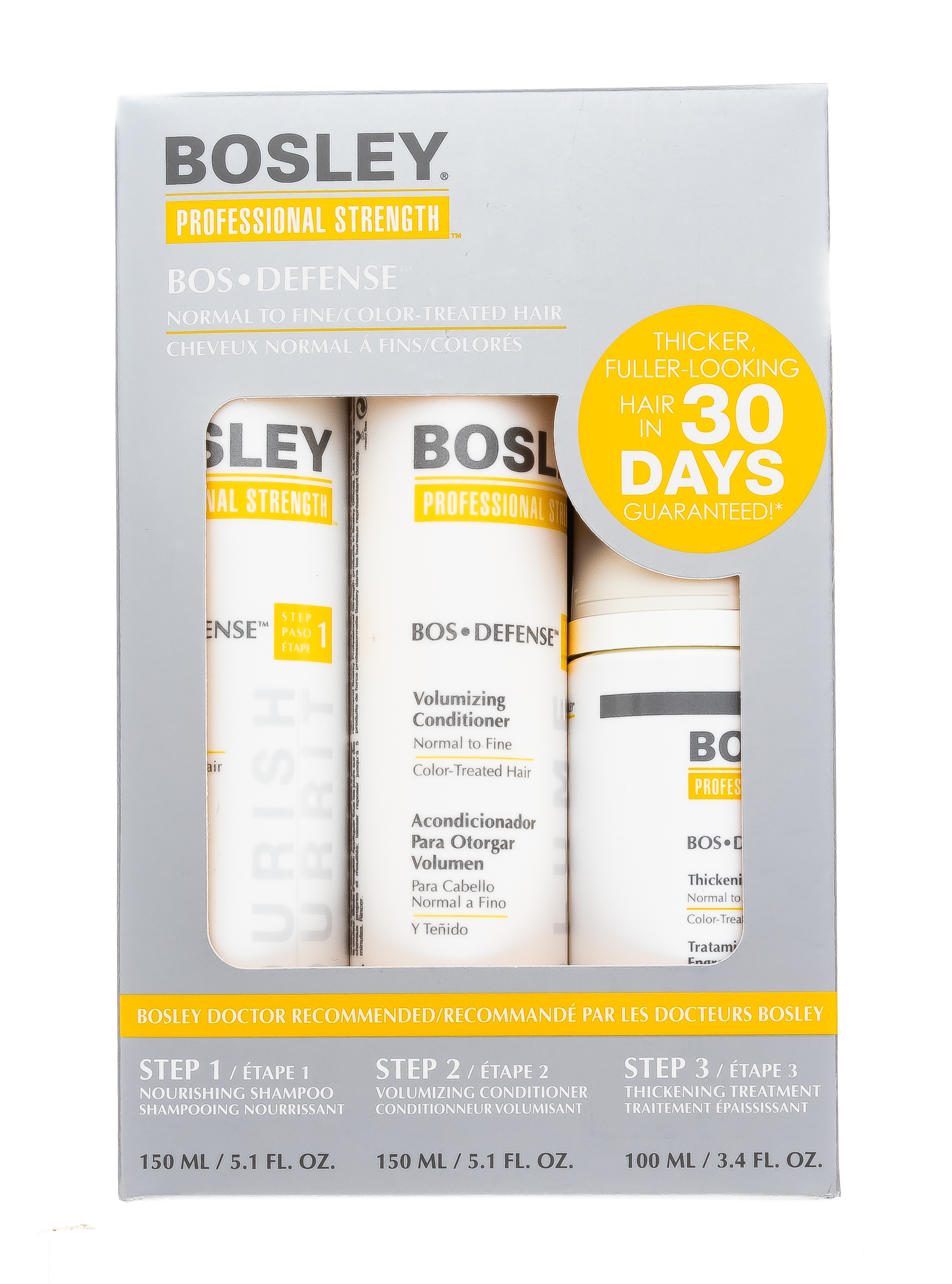 Босли МД Система Желтая для нормальных/тонких окрашенных волос 100 мл+150 мл+150 мл (Bosley MD, BosDefense) фото 1