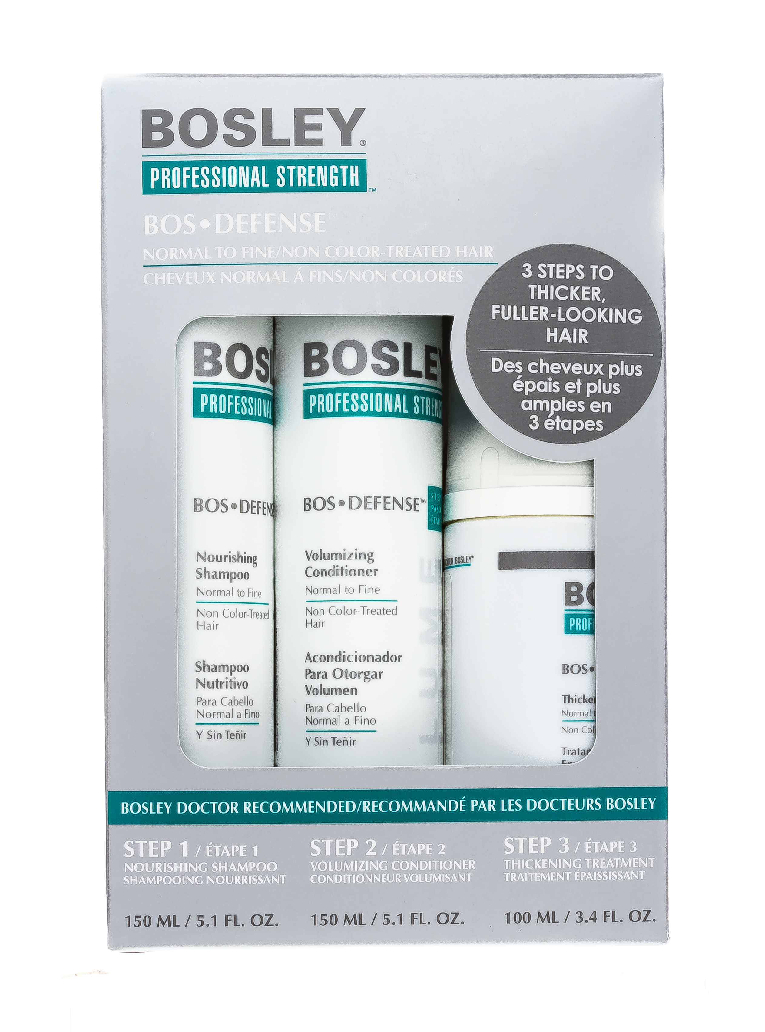 Босли МД Система Зеленая для нормальных/тонких неокрашенных волос 150 мл+150 мл+100 мл (Bosley MD, Для предотвращения истончения и выпадения волос) фото 1