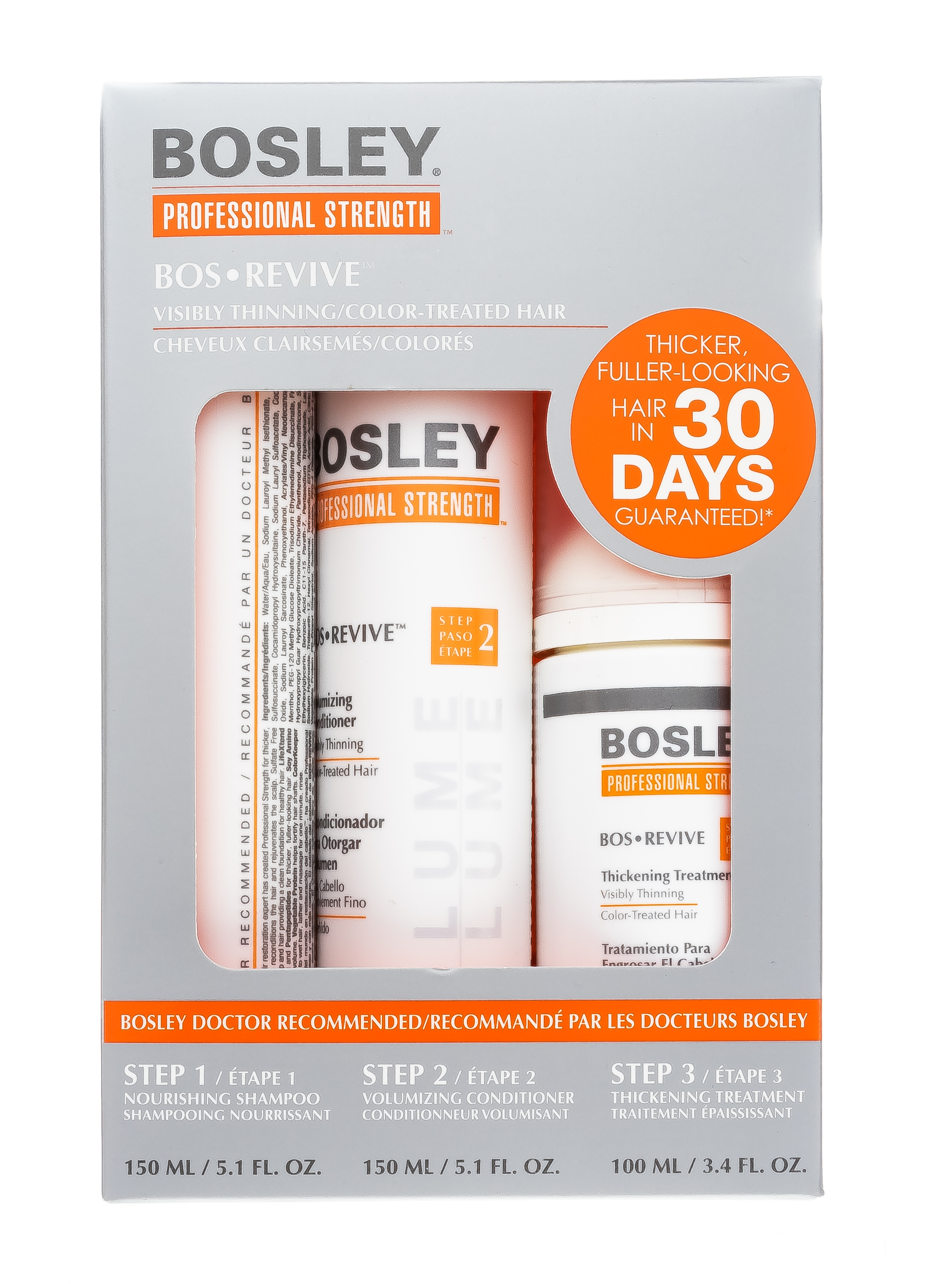 Босли МД Система Оранжевая для истонченных окрашенных волос 150 мл+150 мл+100 мл (Bosley MD, От выпадения и для стимуляции роста волос) фото 1