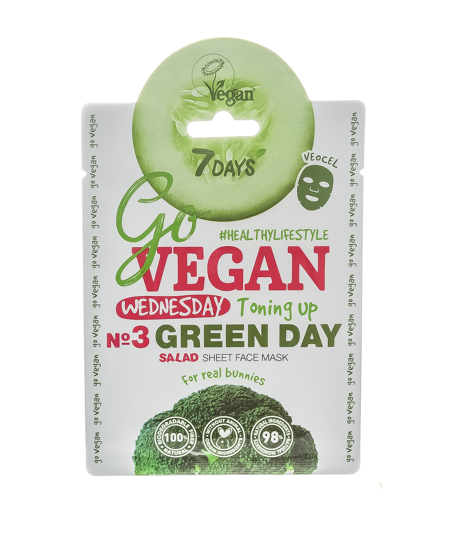  Тканевая salad маска для лица Для настоящих зайчиков 25 г (7 Days, GO VEGAN) фото 1