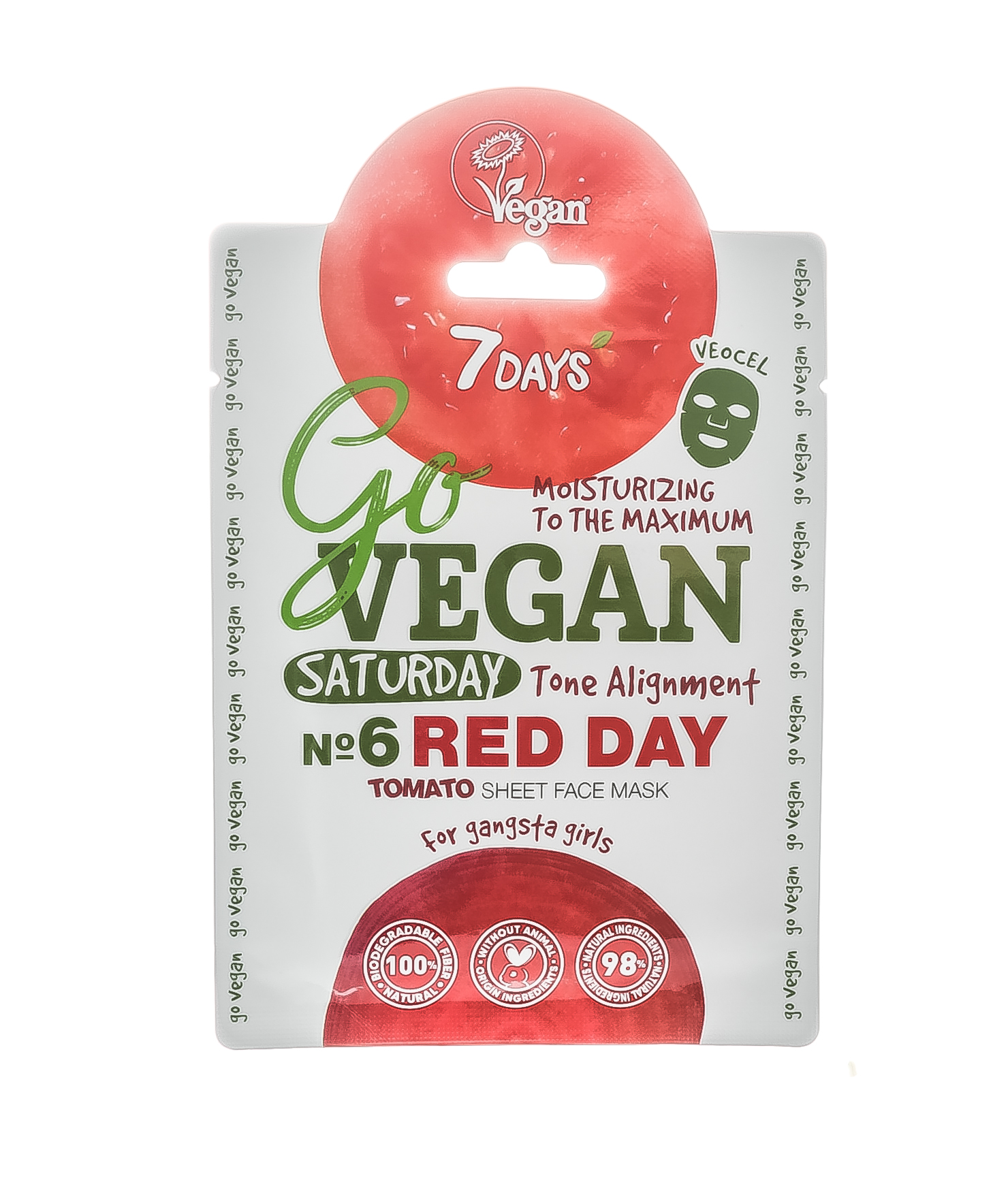  Тканевая tomato маска для лица  Для гангста-сеньорит 25 г (7 Days, GO VEGAN) фото 1