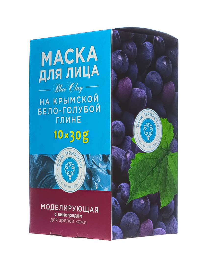  Маска на основе крымской бело-голубой глины Моделирующая 30 г х 10 шт (Дом природы, Маски на основе бело-голубой глины) фото 2