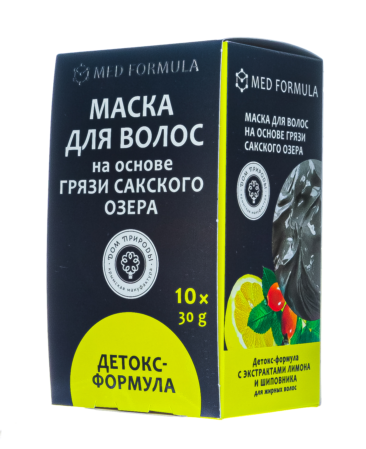  Маски для волос на основе грязи Сакского озера Детокс формула 10 саше по 30 гр (Дом природы, Маски на основе грязи Сакского озера) фото 2