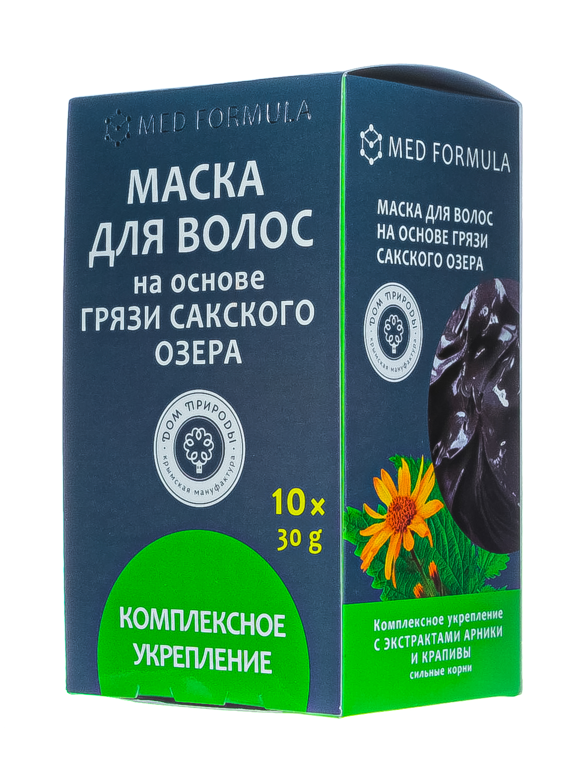  Маски для волос на основе грязи Сакского озера комплексное укрепление 10 саше по 30 гр (Дом природы, Маски на основе грязи Сакского озера) фото 2