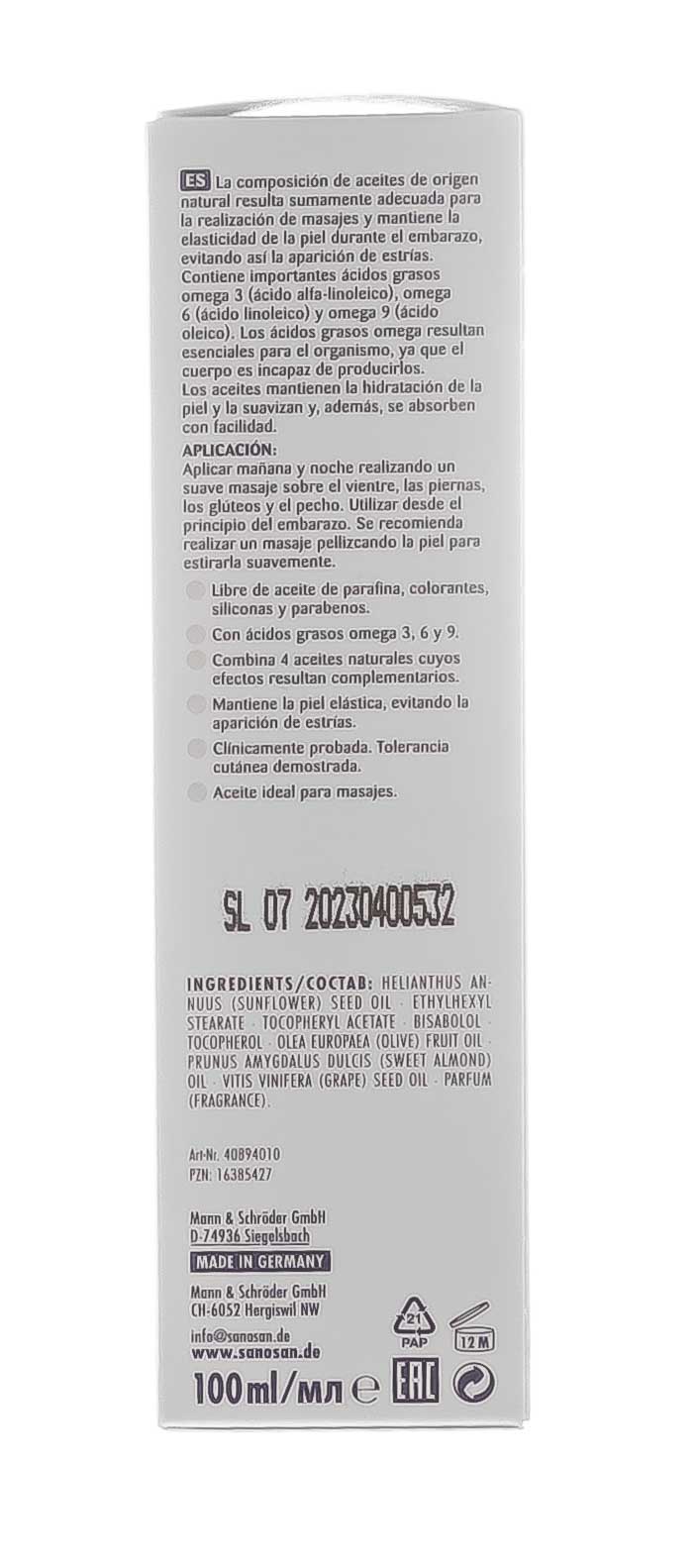 Саносан Масло против растяжек, 100 мл (Sanosan, Мама) фото 2