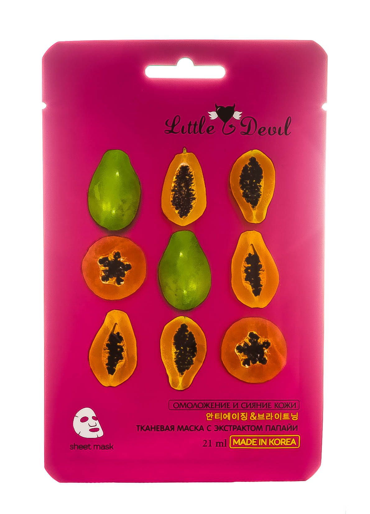 Литл Девил Антивозрастная маска с экстрактом папайи, 21 г (Little Devil, Уход за лицом) фото 1