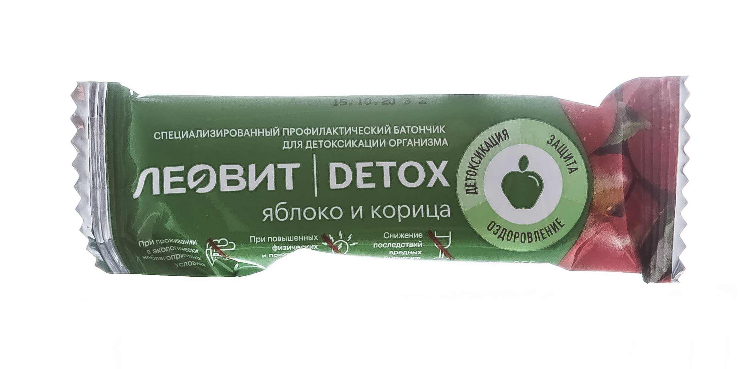 Леовит Батончик детоксикационный с яблоком и корицей, 25 гр (Леовит, Detox) фото 2