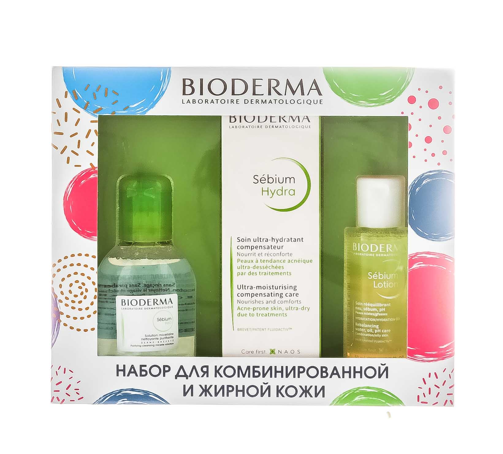 Биодерма Праздничный набор Себиум: Крем Себиум Гидра, 40 мл + Себиум H20 Очищающая мицеллярная вода, 100 мл + Лосьон Себиум 50 мл (Bioderma, Sebium) фото 1