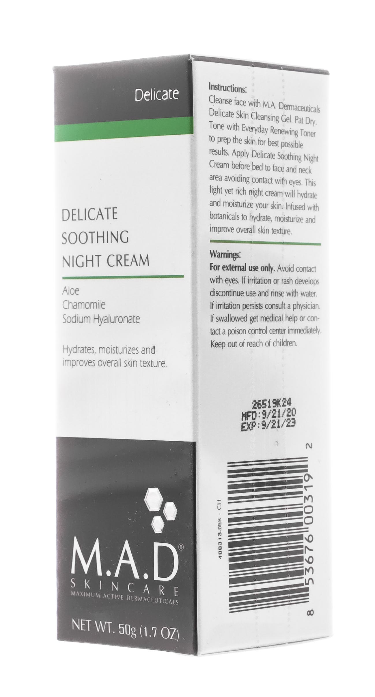 Мад Успокаивающий ночной крем для ухода за чувствительной кожей, 50 г (M.A.D., Delicate) фото 2