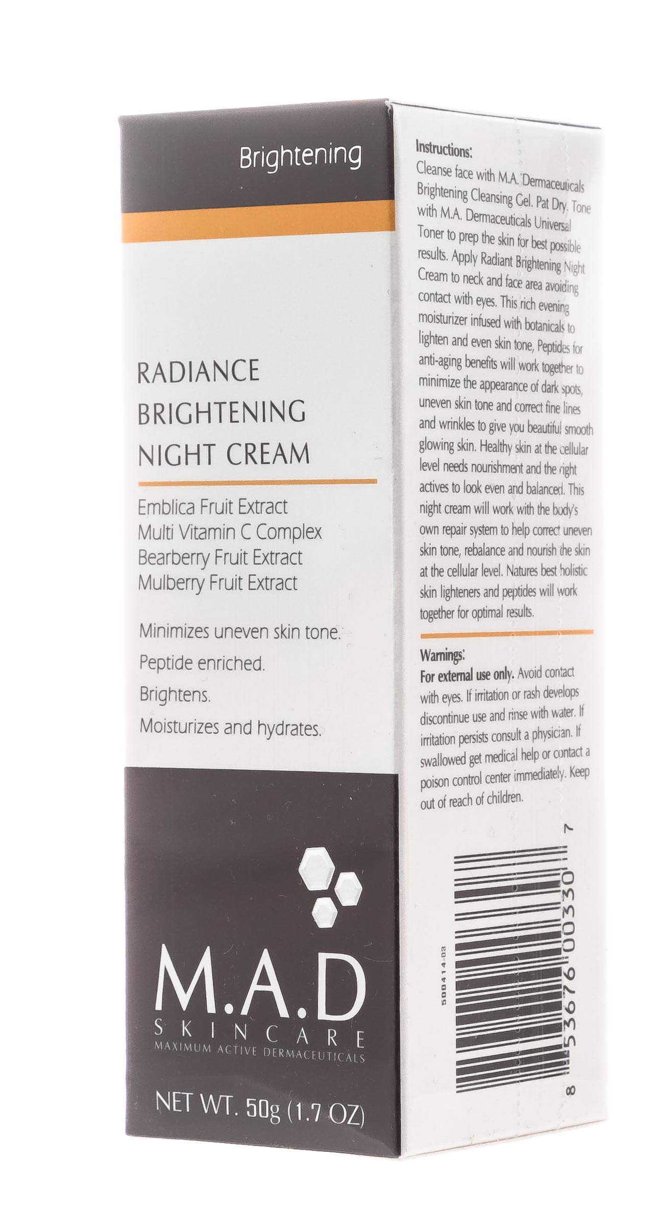 Мад Ночной восстанавливающий крем выравнивающий тон кожи 50 гр (M.A.D., Brightening) фото 2