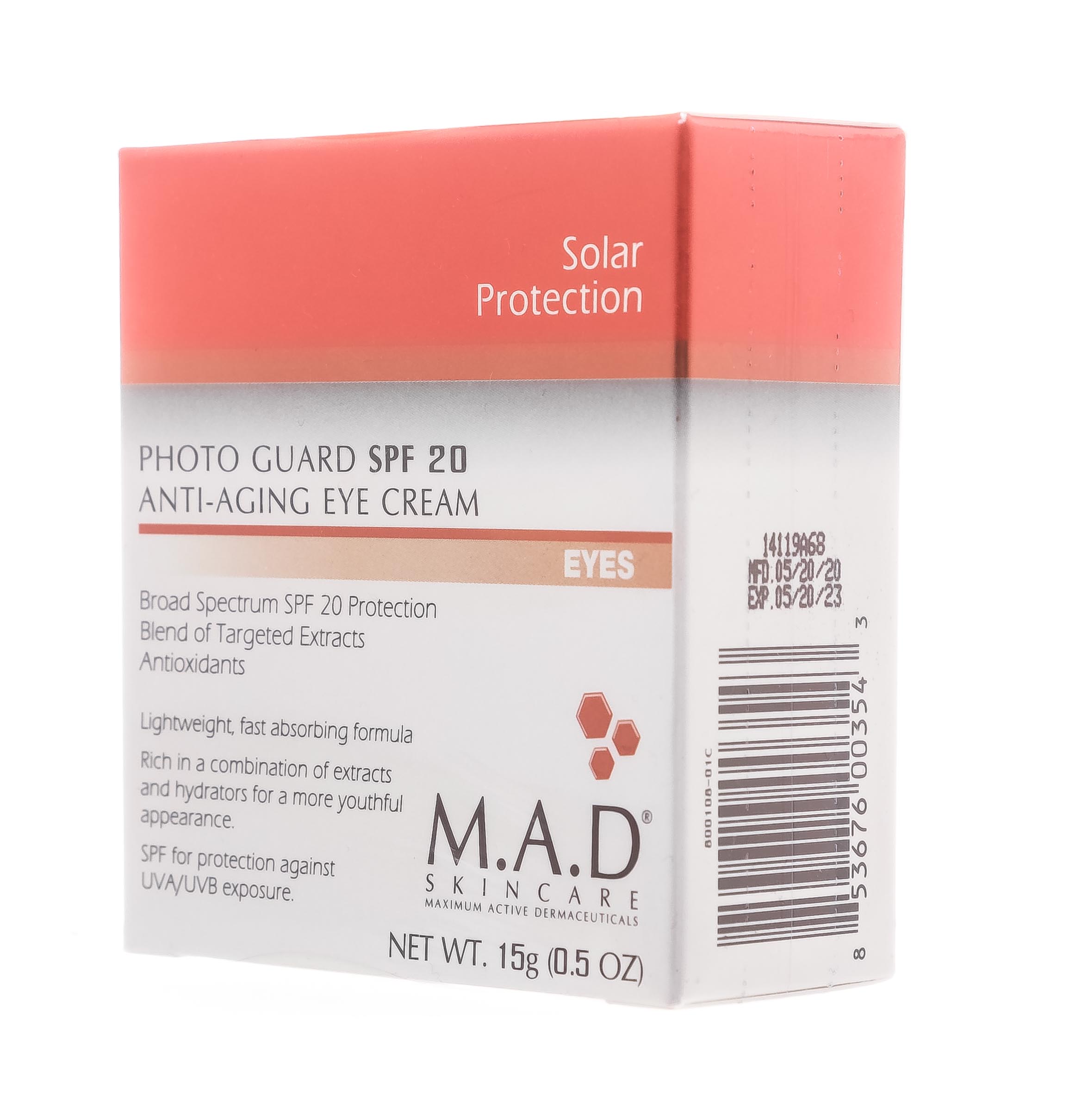 Мад Антивозрастной крем для глаз с защитой spf 20, 15 гр (M.A.D., Sun Protection) фото 2