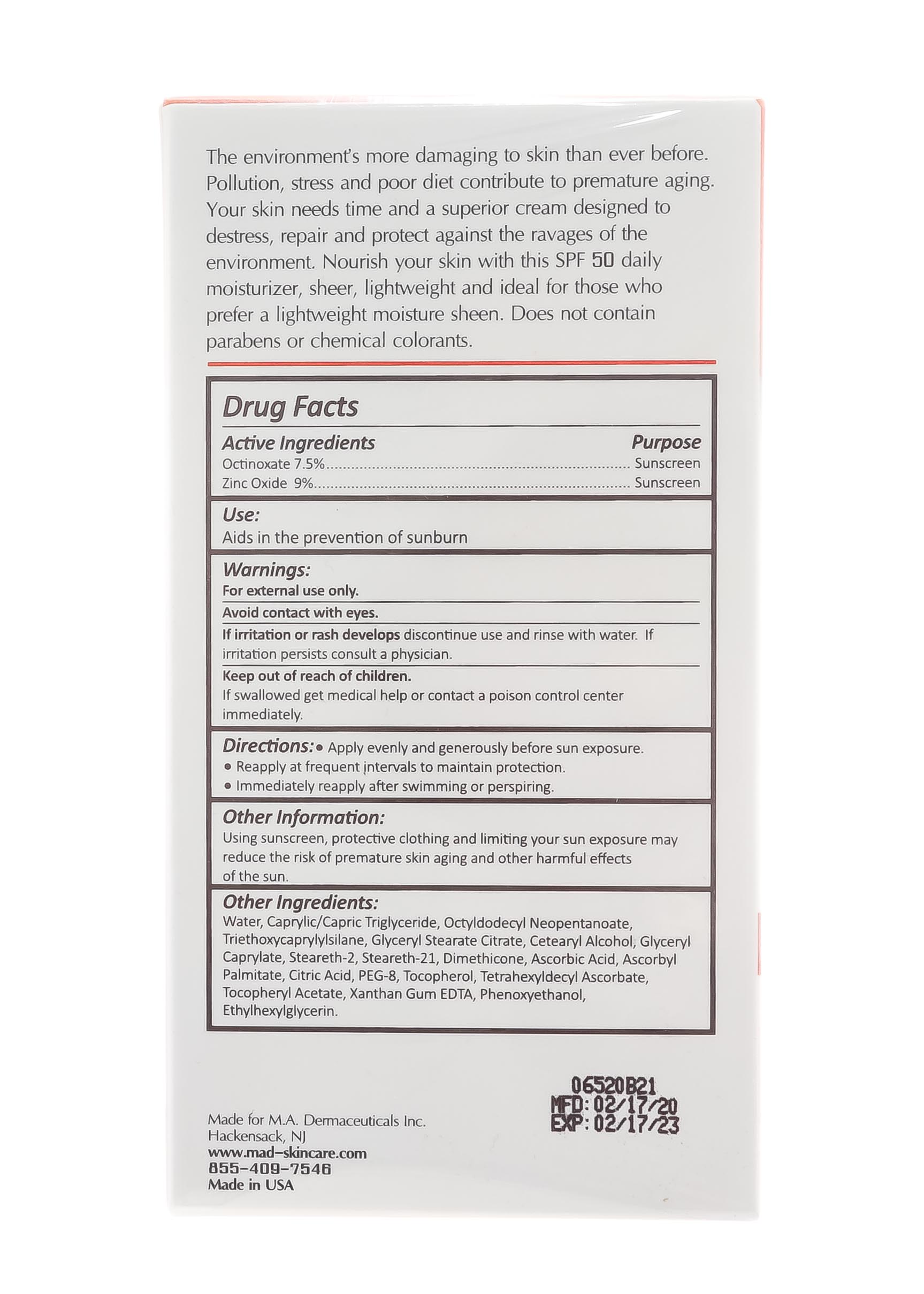 Мад Увлажняющий крем-основа под макияж с защитой spf 50, 50 мл (M.A.D., Sun Protection) фото 4