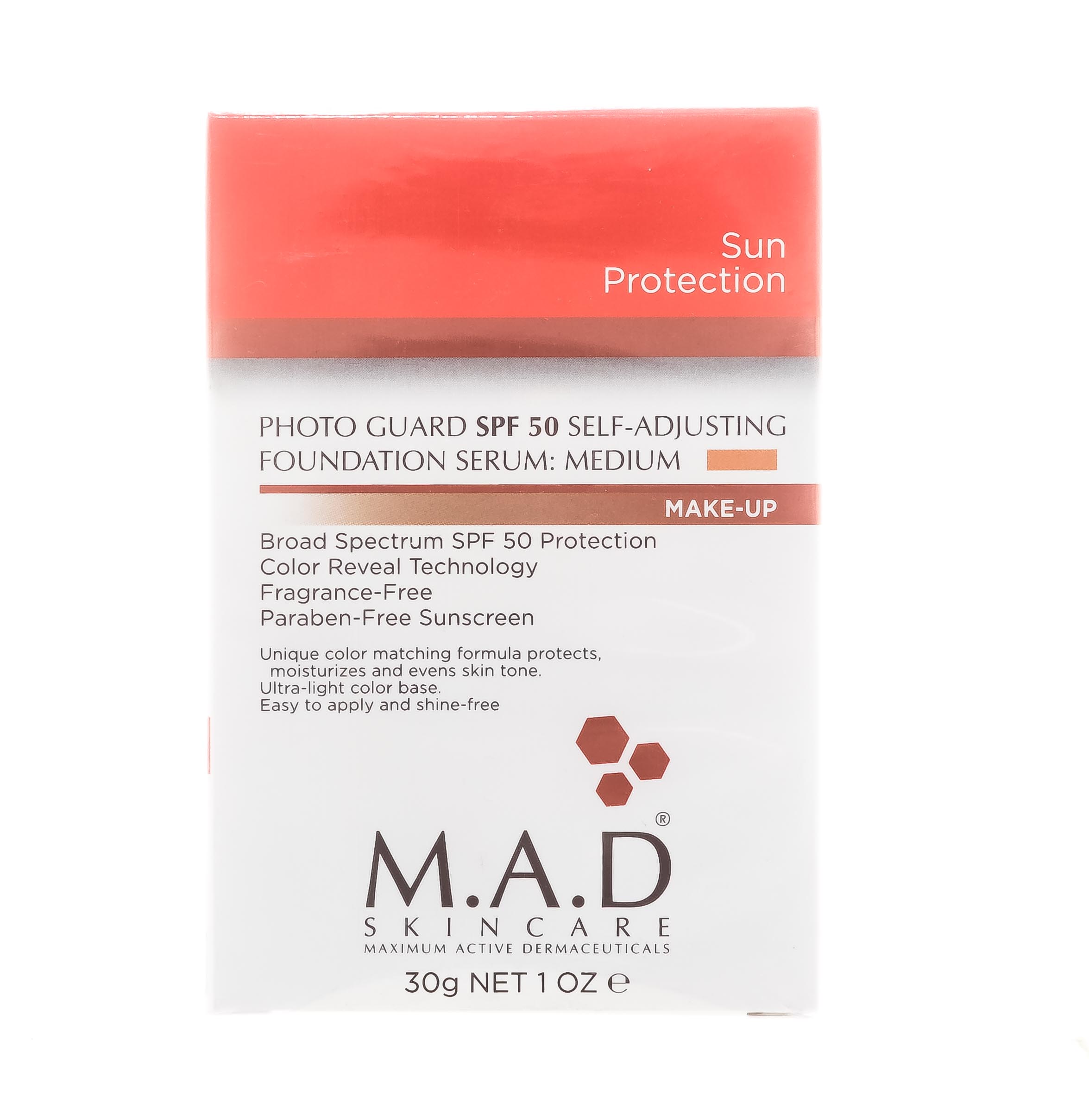 Мад Подстраивающаяся сыворотка-основа под макияж с защитой spf50 medium, 30 гр (M.A.D., Sun Protection) фото 1