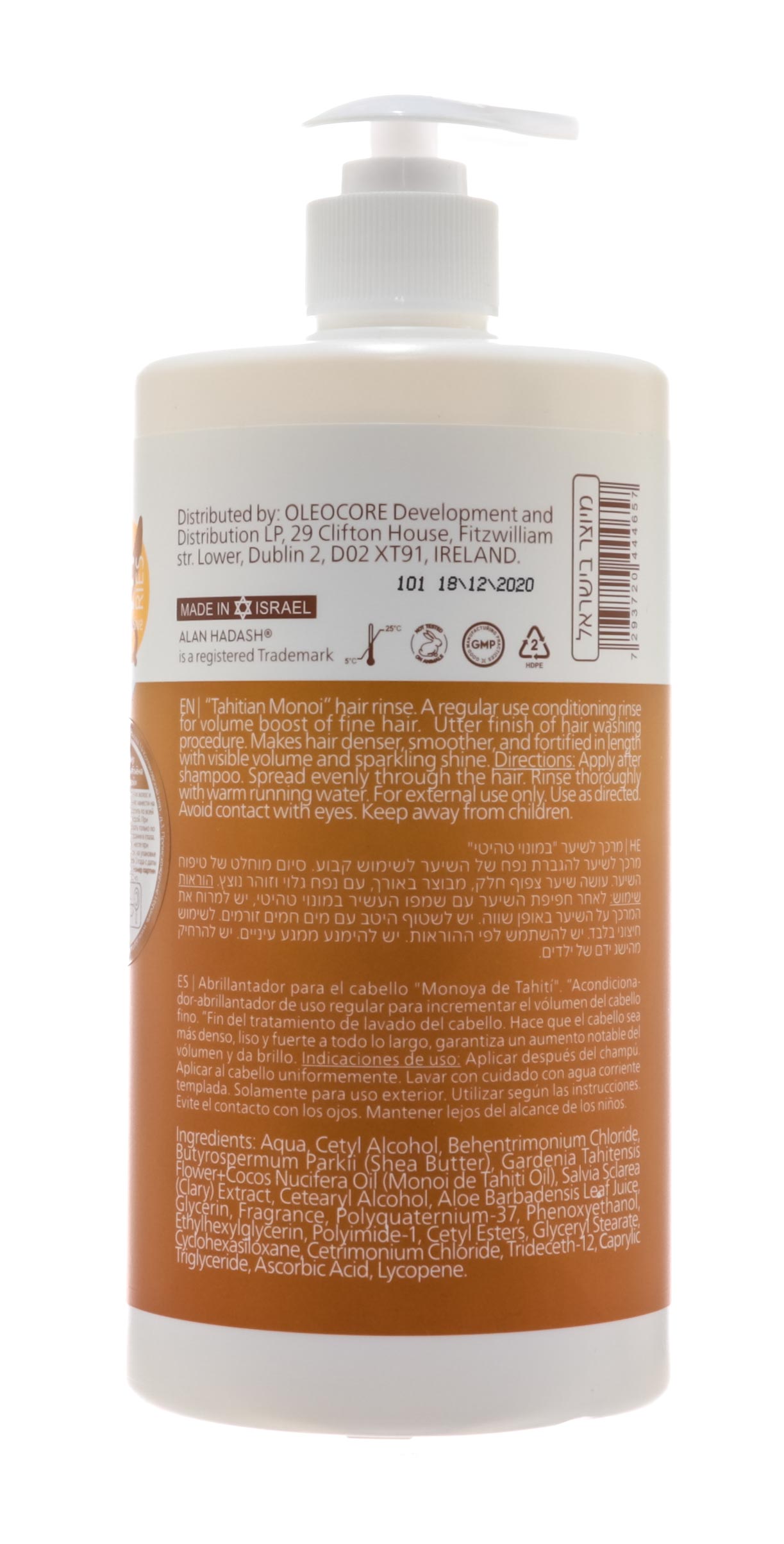 Алан Хадаш Кондиционер для тонких волос и придания объема Tahitian Monoi, 750 мл (Alan Hadash, Таитянский моной) фото 2