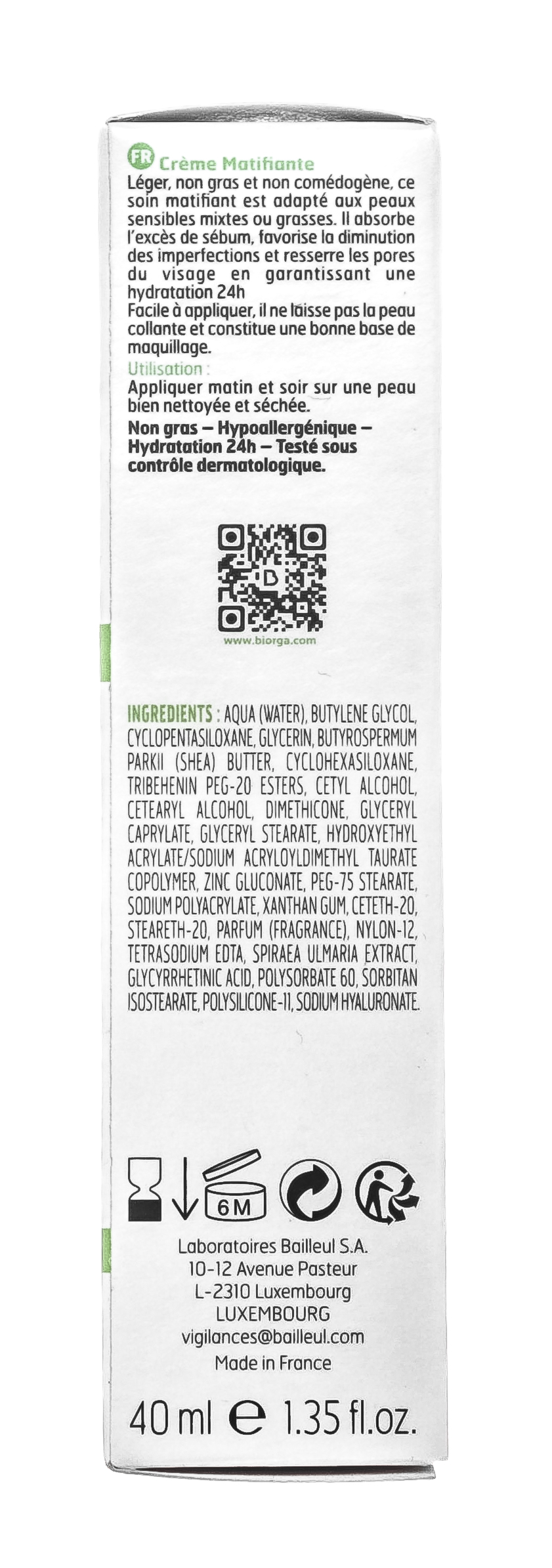 Биорга Матирующий крем Creme matifiante, 40 мл (Biorga, Apaisac) Биорга Матирующий крем Creme matifiante, 40 мл (Biorga, Apaisac) фото 2