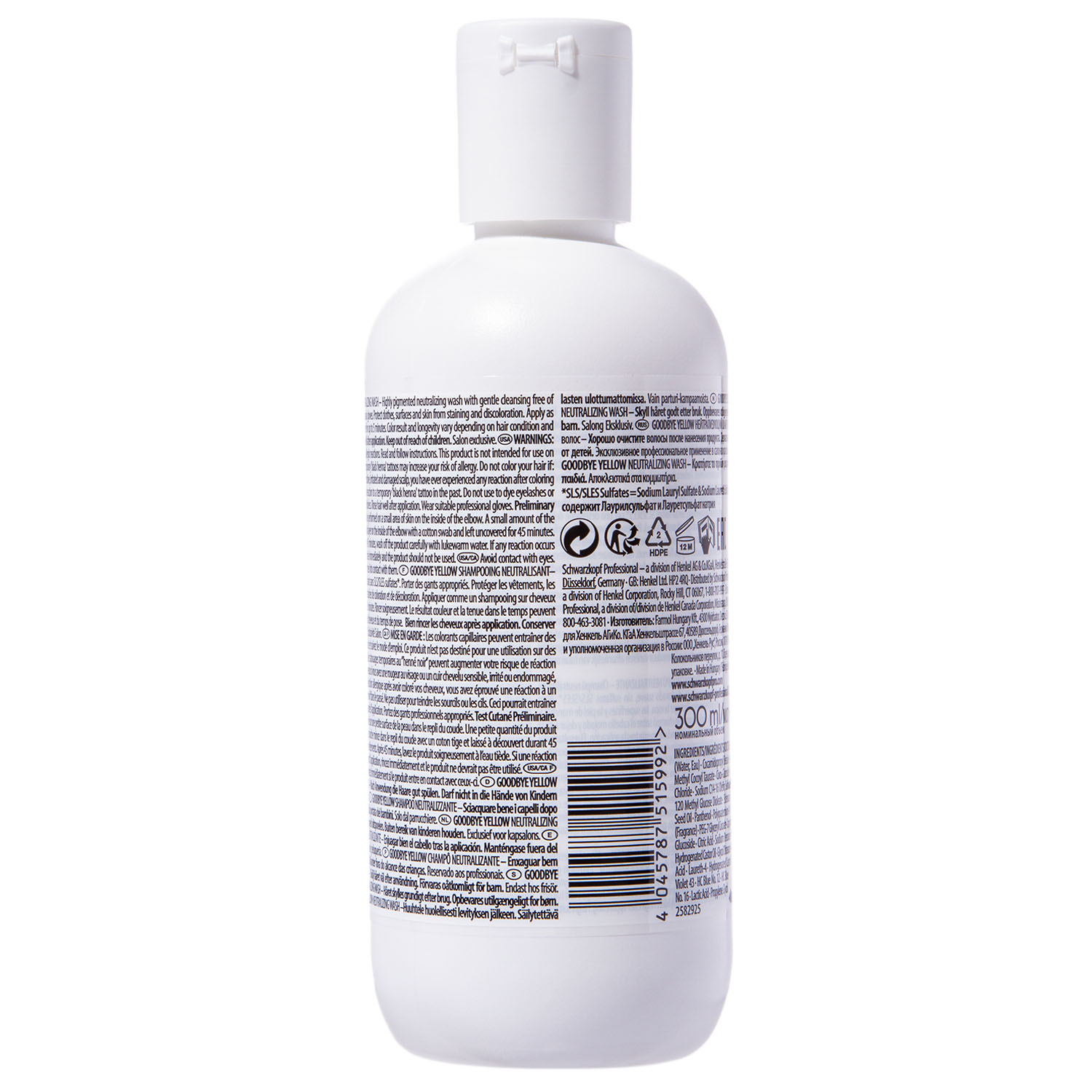 Шварцкопф Профешнл Нейтрализующий шампунь для волос, 300 мл (Schwarzkopf Professional, Goodbye Yellow) фото 1