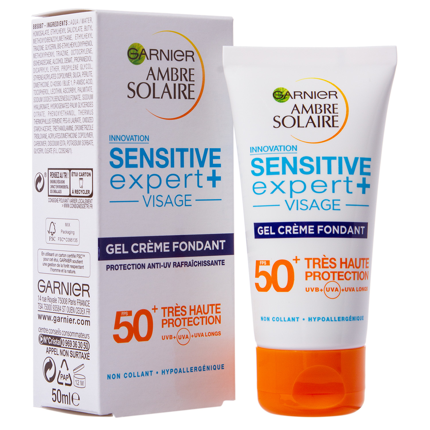 Гарньер Солнцезащитный гель-крем SPF 50+, 50 мл (Garnier, Ambre Solaire) фото 1