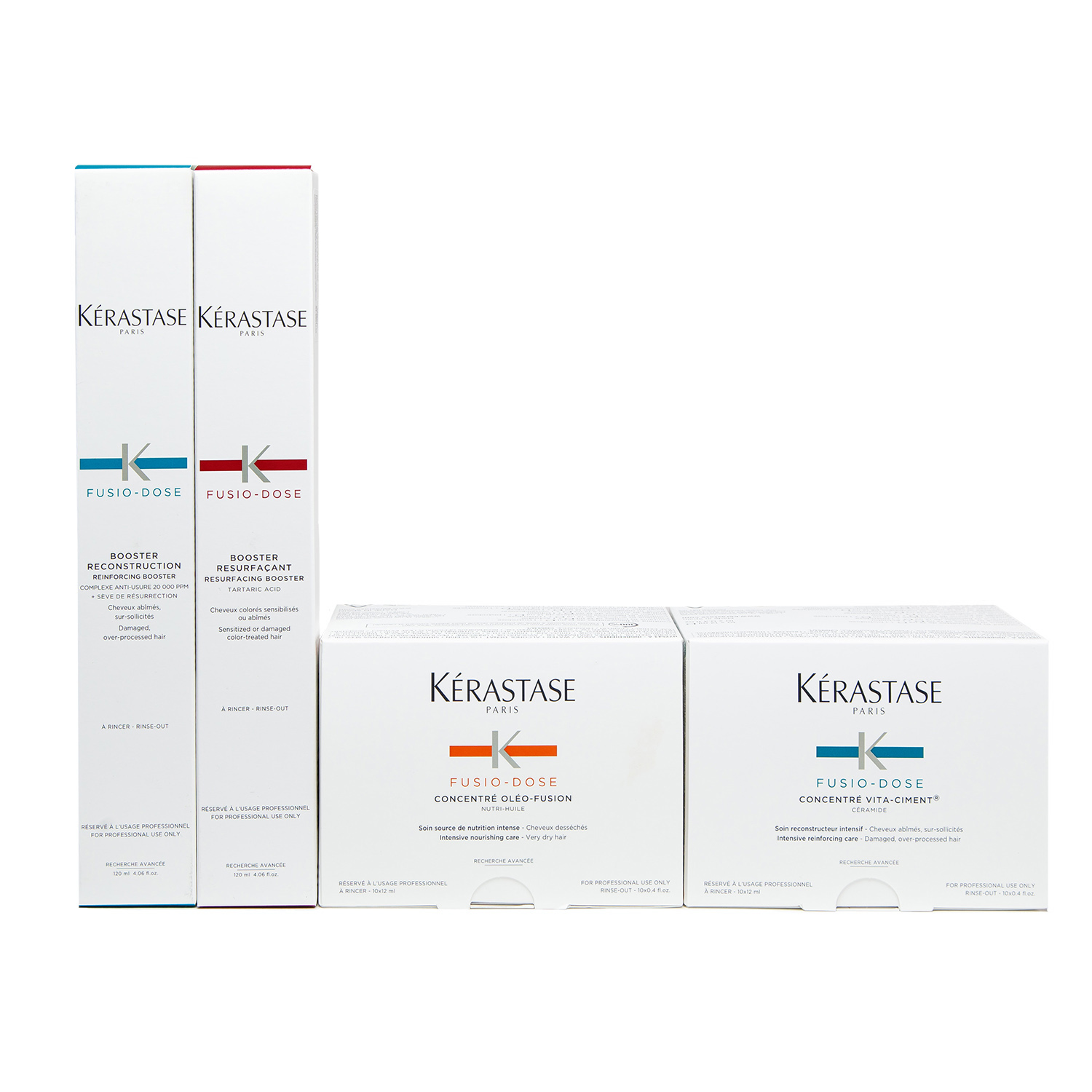 

Kerastase Набор по уходу за волосами: концентраты "Питание" и "Восстановление" 2х10х12 мл + бустеры 2х120 мл (Kerastase, Fusio-Dose), Fusio-Dose
