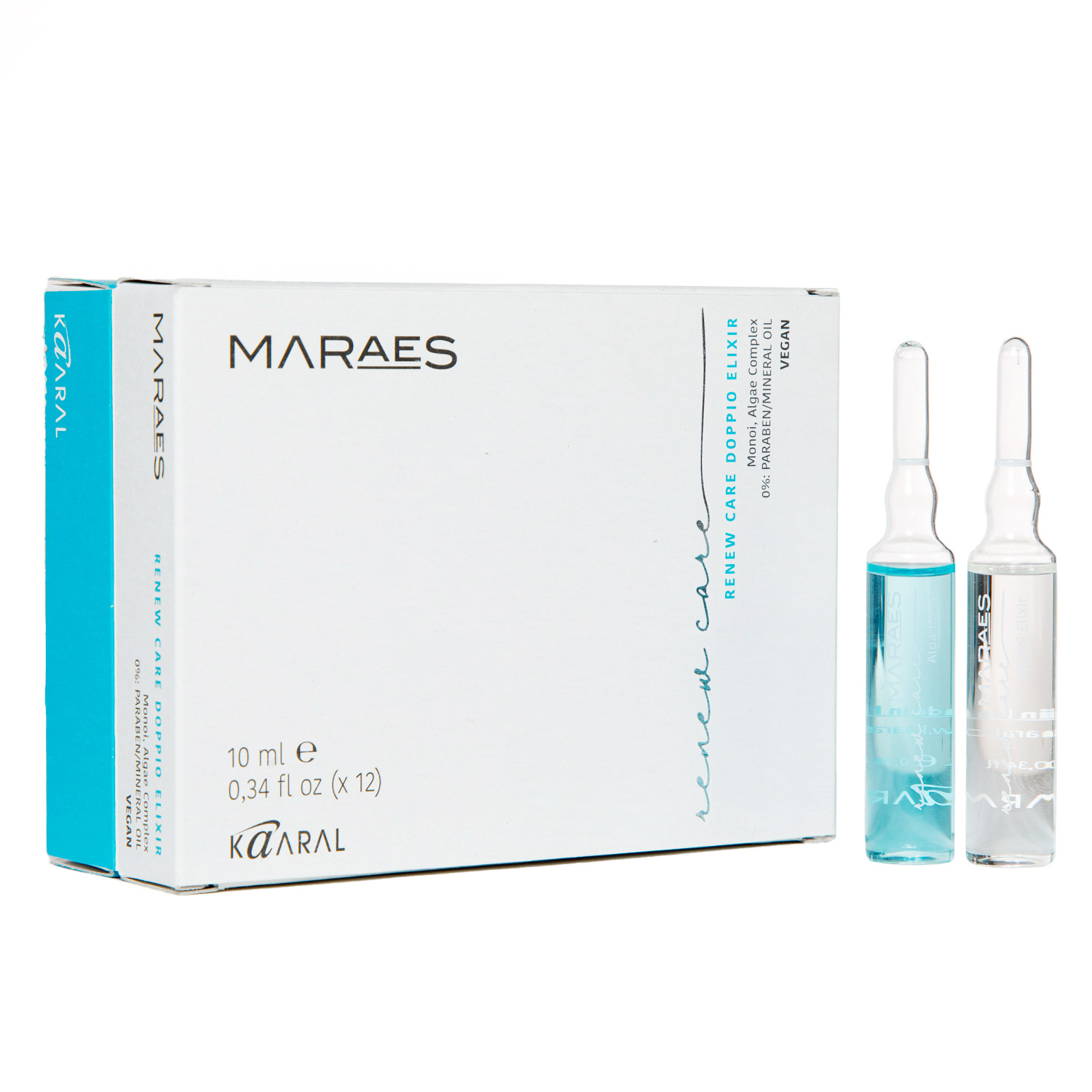 Каарал Эмульсия «Восстанавливающий эликсир» для повреждённых и тусклых волос Renew Care Doppio Elixir, 12 х 10 мл (Kaaral, Maraes) фото 4