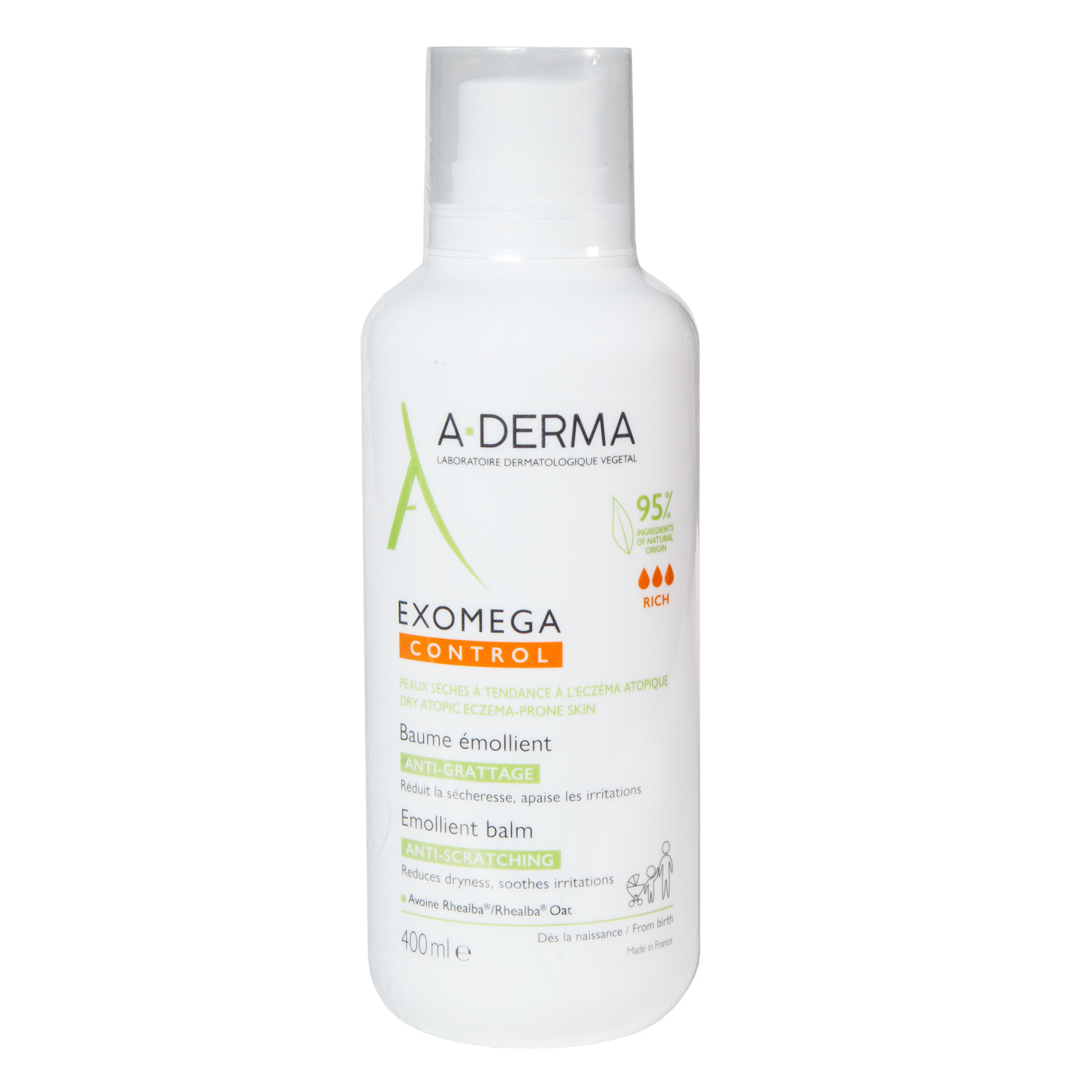 A-Derma Смягчающий бальзам для лица и тела, 400 мл (A-Derma, Exomega Control) смягчающий бальзам для лица и тела a derma exomega control 200 мл