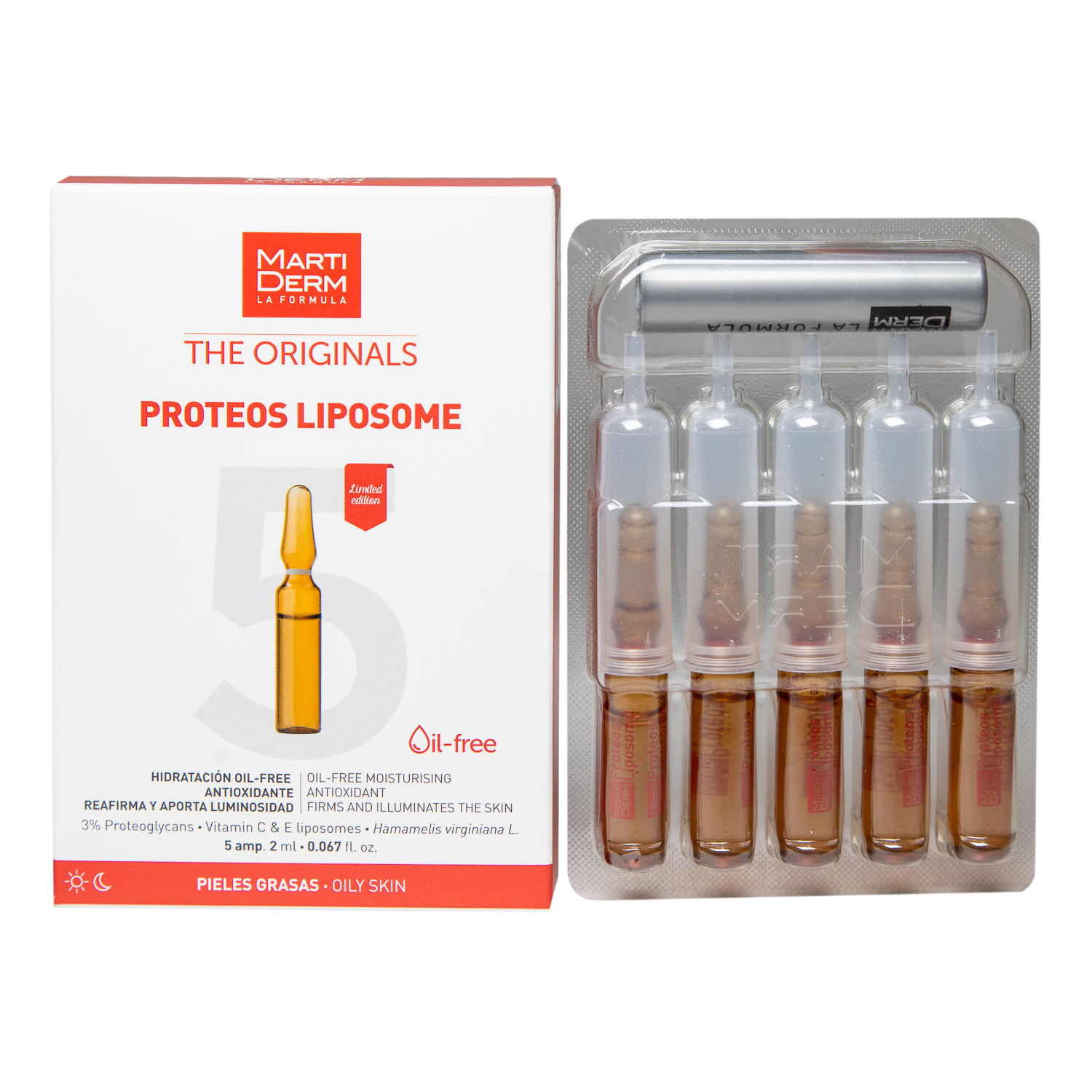 Мартидерм Ампулы «Протеос с липосомами» для жирной и обезвоженной кожи лица, 5 х 2 мл (Martiderm, Originals) фото 6