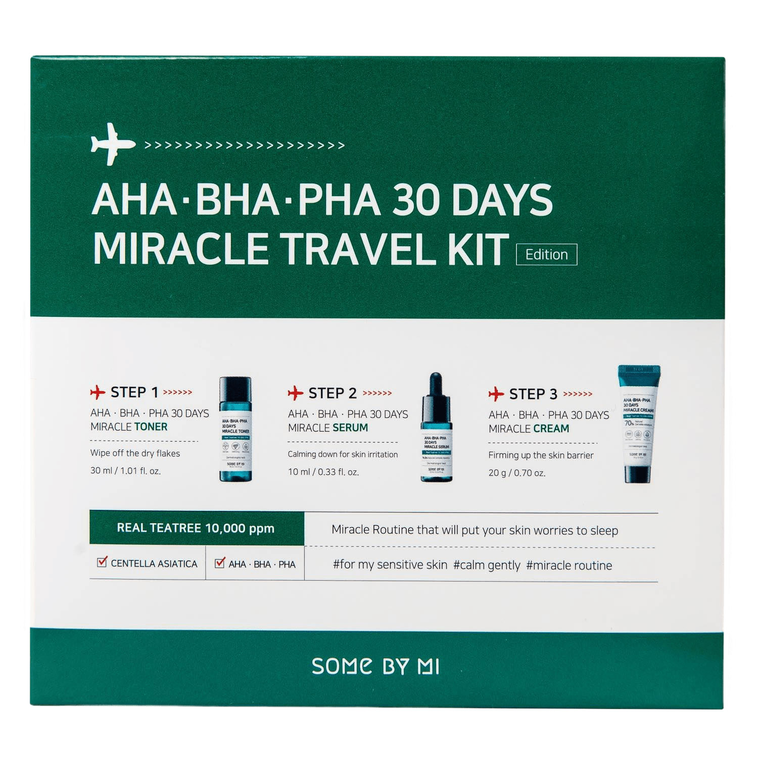 Сам Бай Ми Набор миниатюр 30 Days Miracle Travel Kit для проблемной кожи лица, 3 средства (Some By Mi, AHA-BHA-PHA 30 Days Miracle) фото 1
