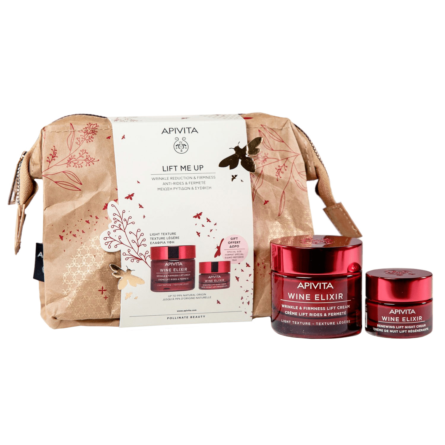 Апивита Набор Lift Me Up: крем легкая текстура 50 мл + ночной крем 15 мл (Apivita, Wine Elixir) фото 1
