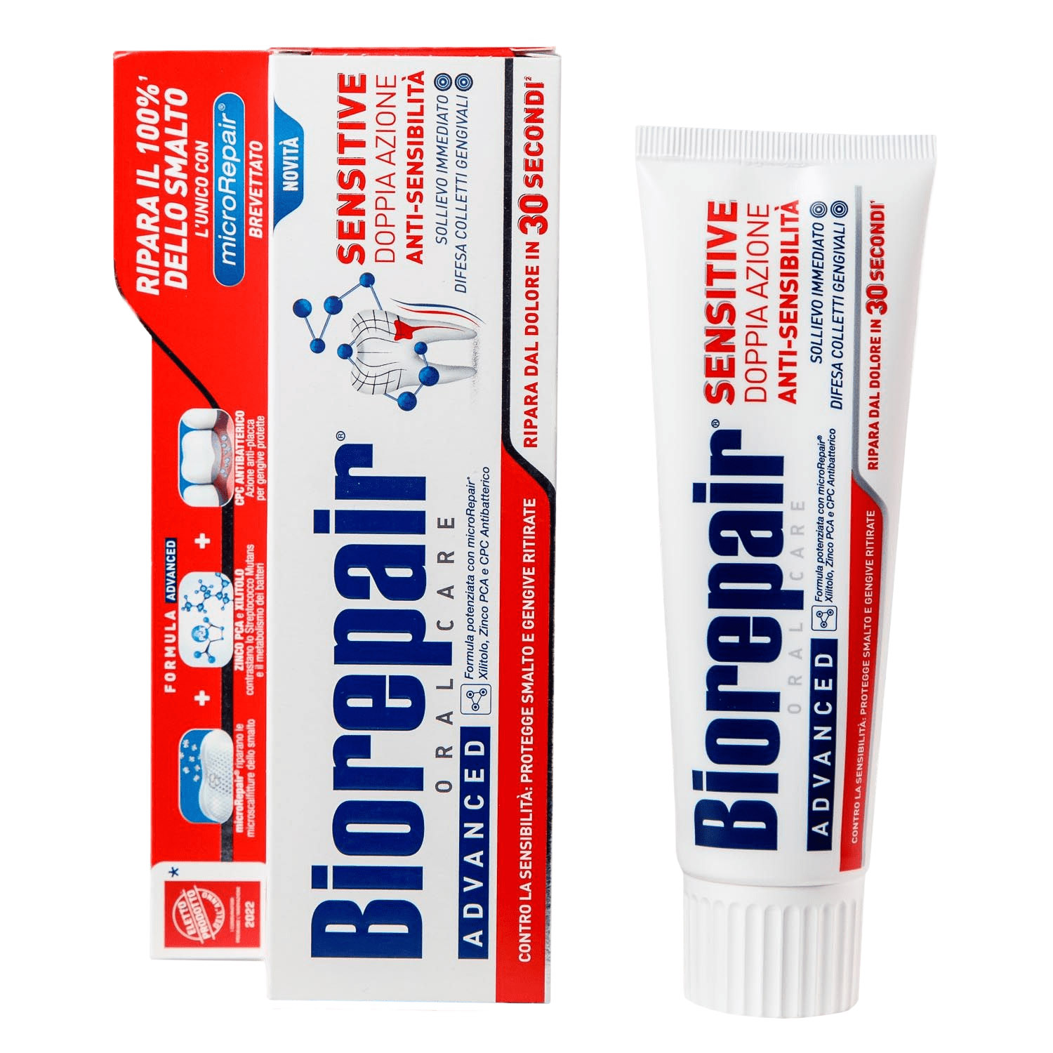 Биорепейр Зубная паста для чувствительных зубов RDA 14,7 Sensitive Double Action, 75 мл (Biorepair, Чувствительные зубы) фото 1