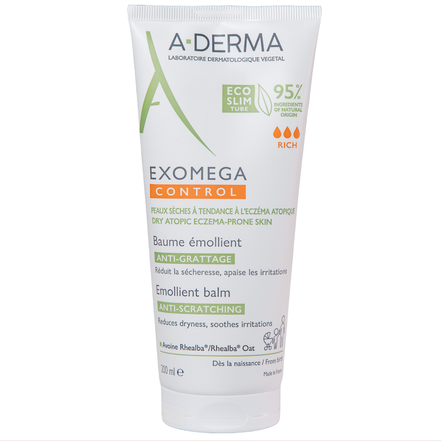 A-Derma Смягчающий бальзам для лица и тела 0+, 200 мл (A-Derma, Exomega Control) смягчающий бальзам для лица и тела a derma exomega control 200 мл